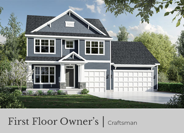 Craftsman shown with standard 3-Car Garage and optional dimensional shingles